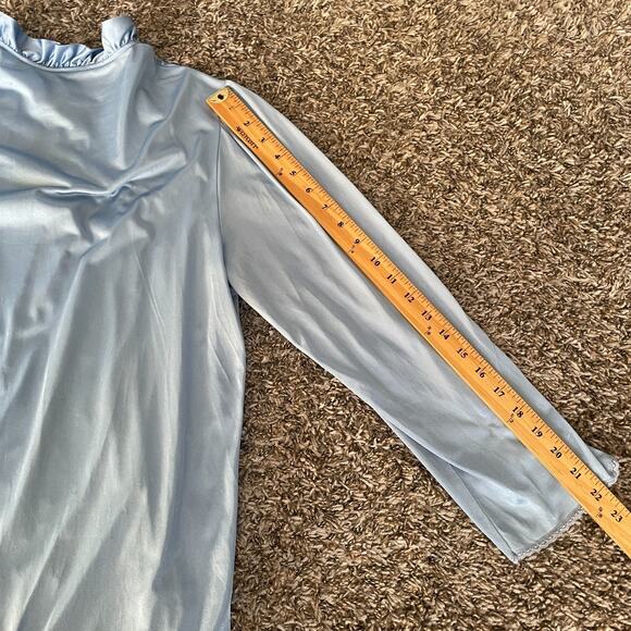 Lingerie Sleep Top Size Medium Blue Pastel Sheer Lace Ruffle Negligee Coquette - Picture 11 of 12